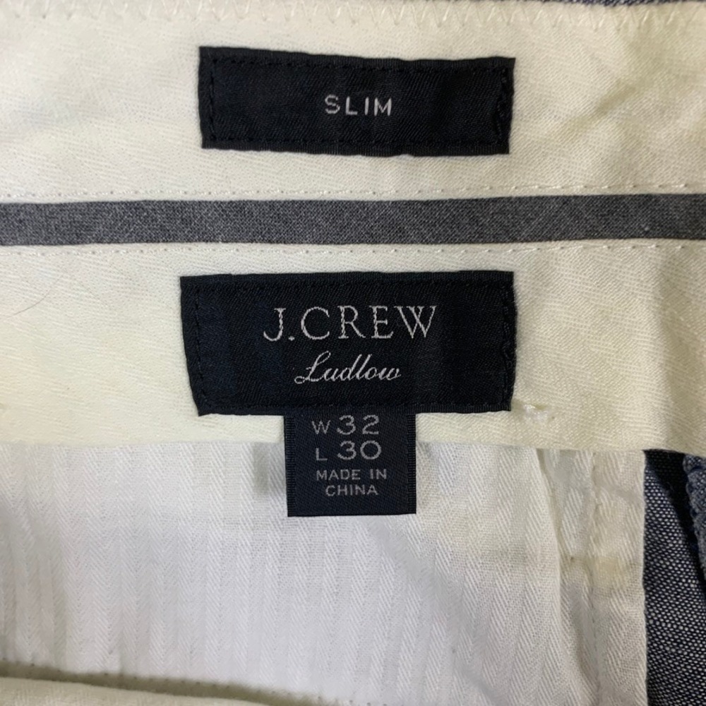 J.Crew Ludlow Slim Pant Men 32x30 (Hemmed to 27) Blue Cotton Linen Somelos H4161 - Picture 2 of 11
